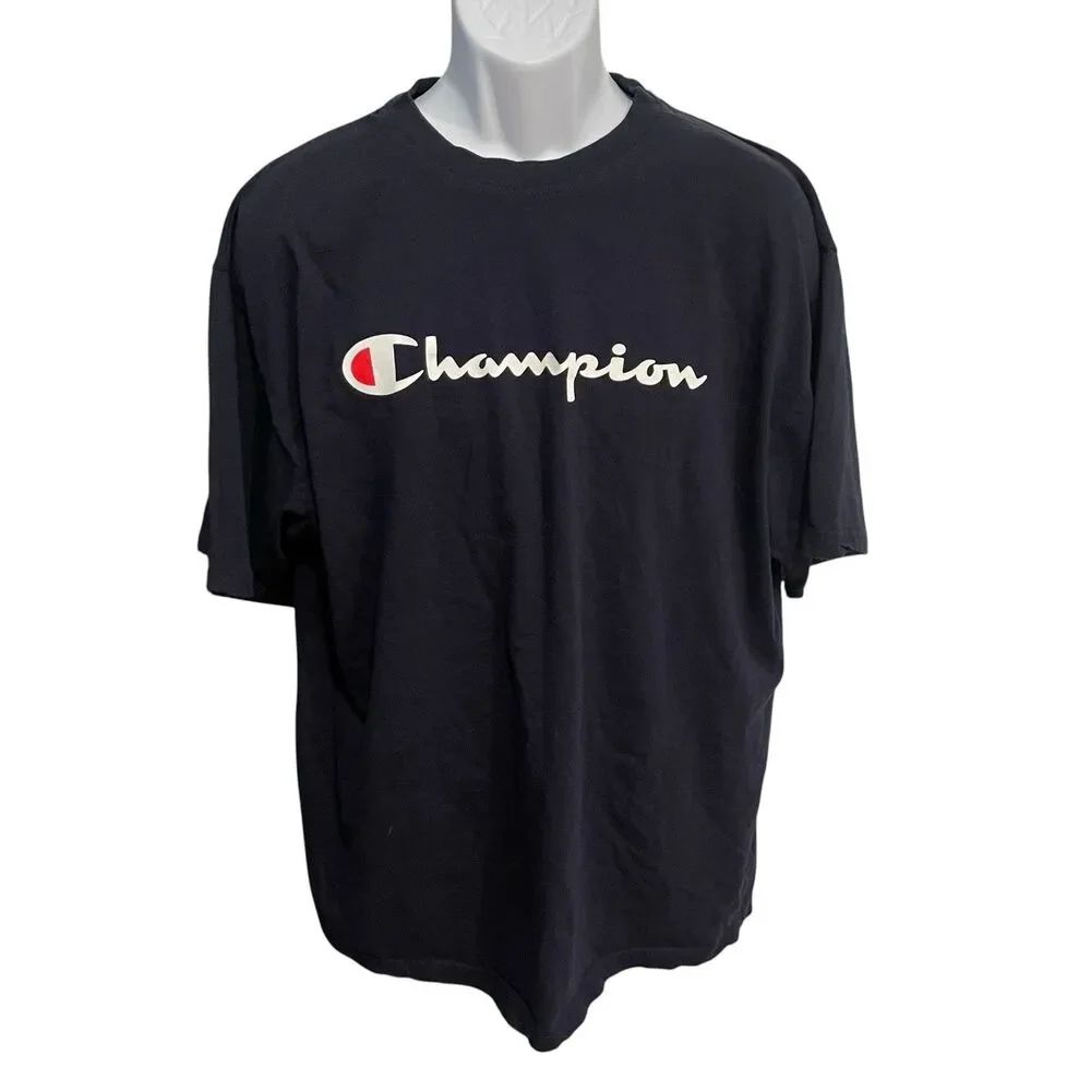 Vintage Champion Brand Big Logo T-shirt Lot Size XL 1X Red Black Cotton Shirt - Picture 7 of 10